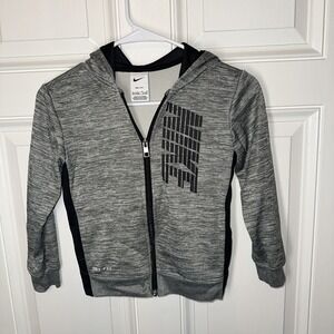 Nike Dri-FIT Youth Large Gray Full Zip Hoodie Sweatshirt 6-7 Years